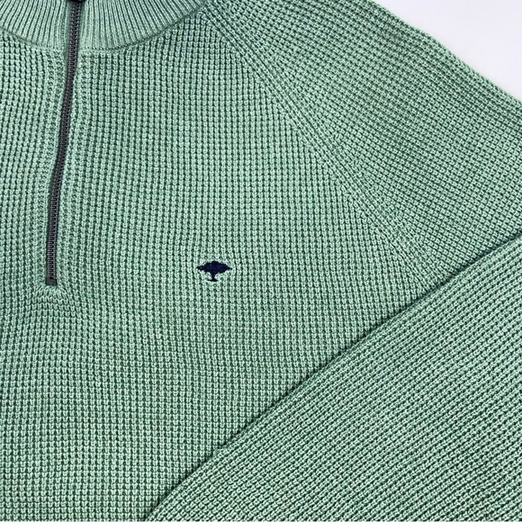 Fynch-Hatton Sweater Adult Medium Green Quarter Zip Long Sleeve Knit Preppy Men - Picture 9 of 16